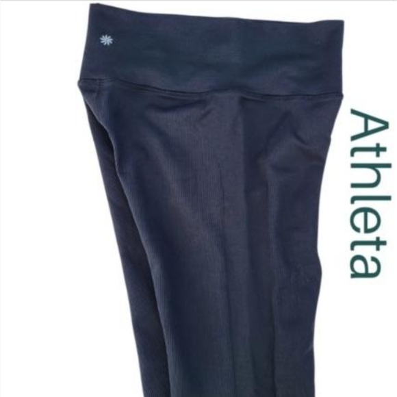 Athleta RIBBED High Waist Seamless Legging Black Yoga GYM Workout Women Medium - Picture 4 of 15